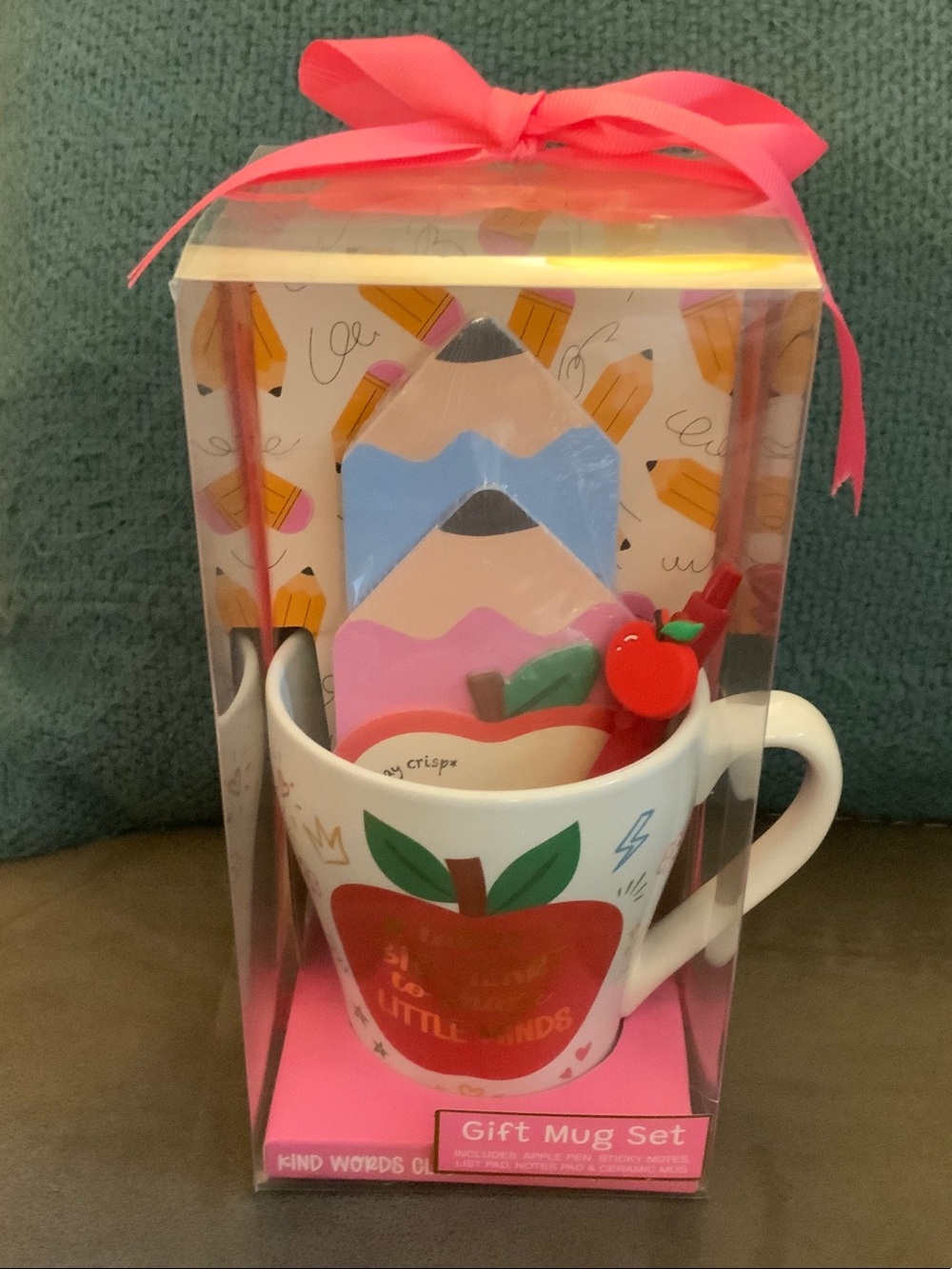 Teacher Gift Apple Gift Mug Set with Pink Accents